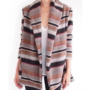 Otis & Maclain Wool Blend Jacket USA Made Women's Medium M Striped Open Cardigan